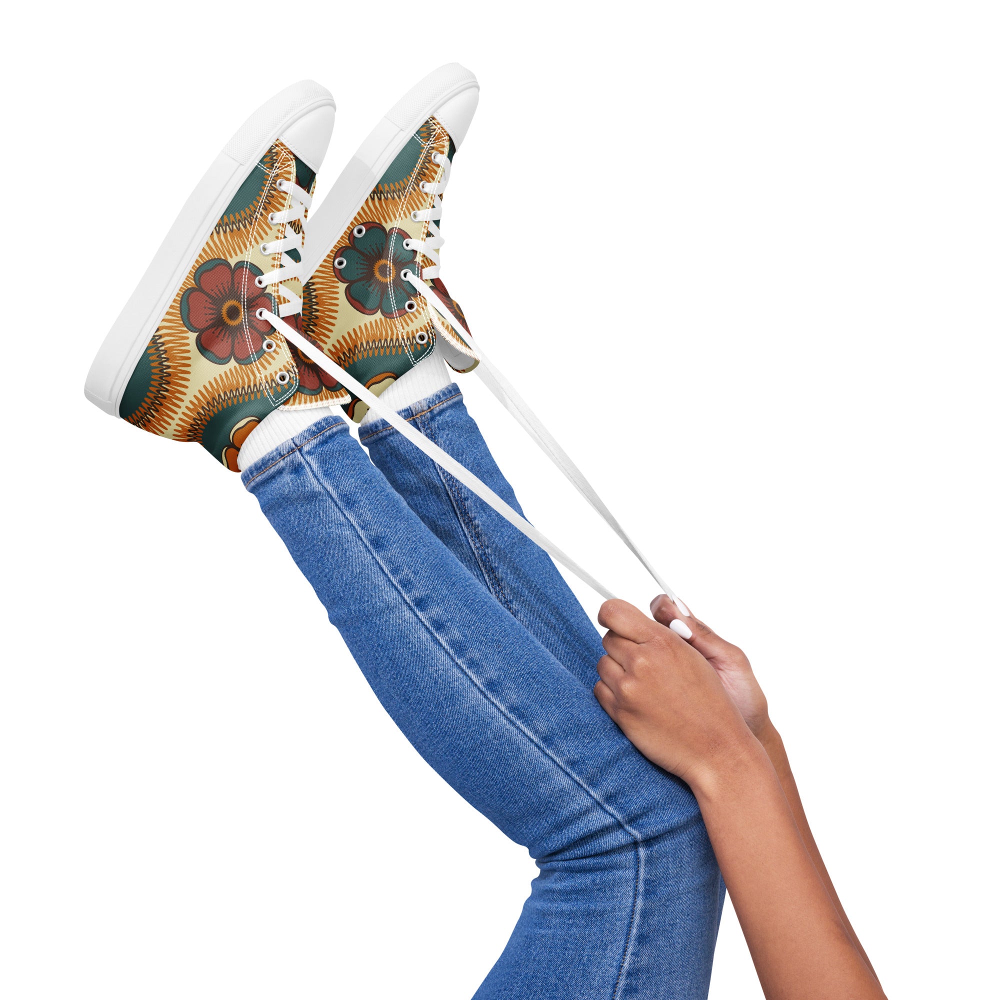 Vintage Floral Women’s high top canvas shoes Womens High Top Shoes Printed Offshore Retro