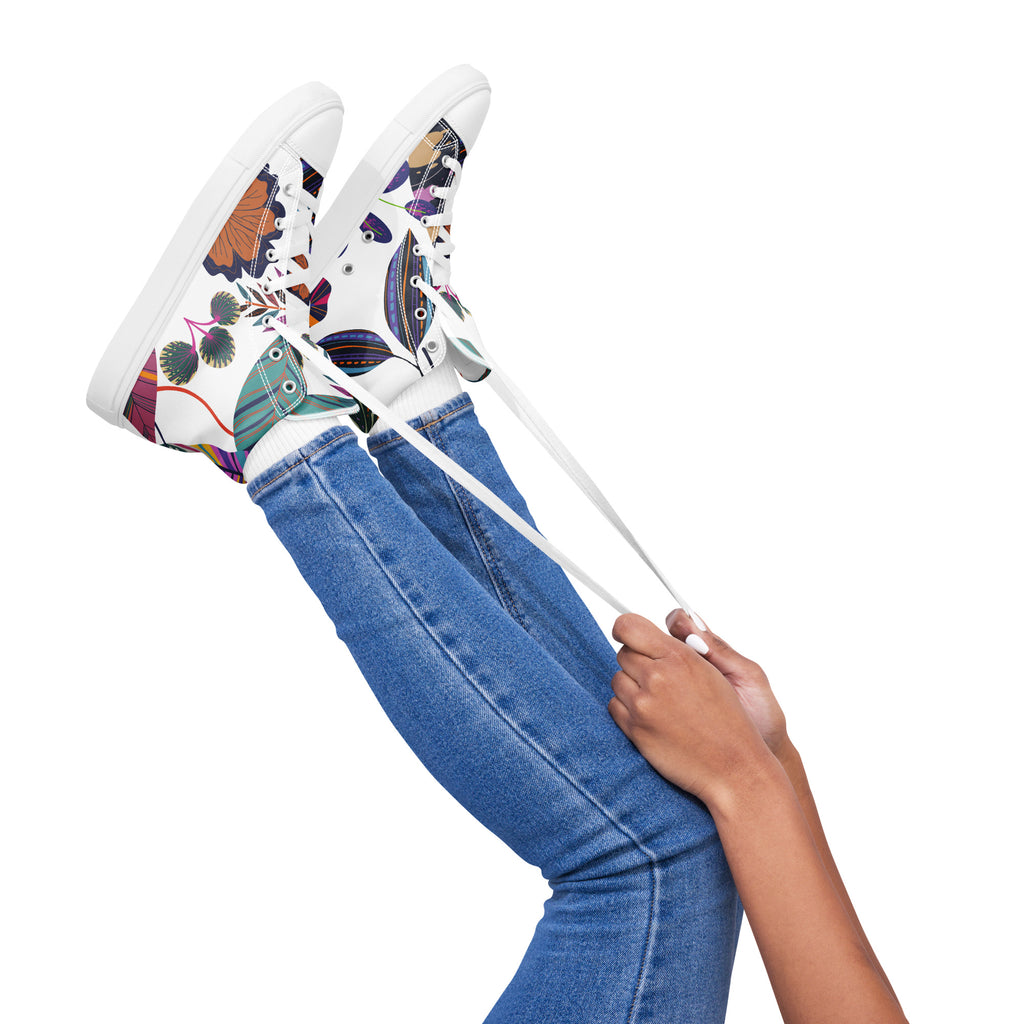 Vibrant Floral - Women’s high top canvas shoes Womens High Top Shoes Plants