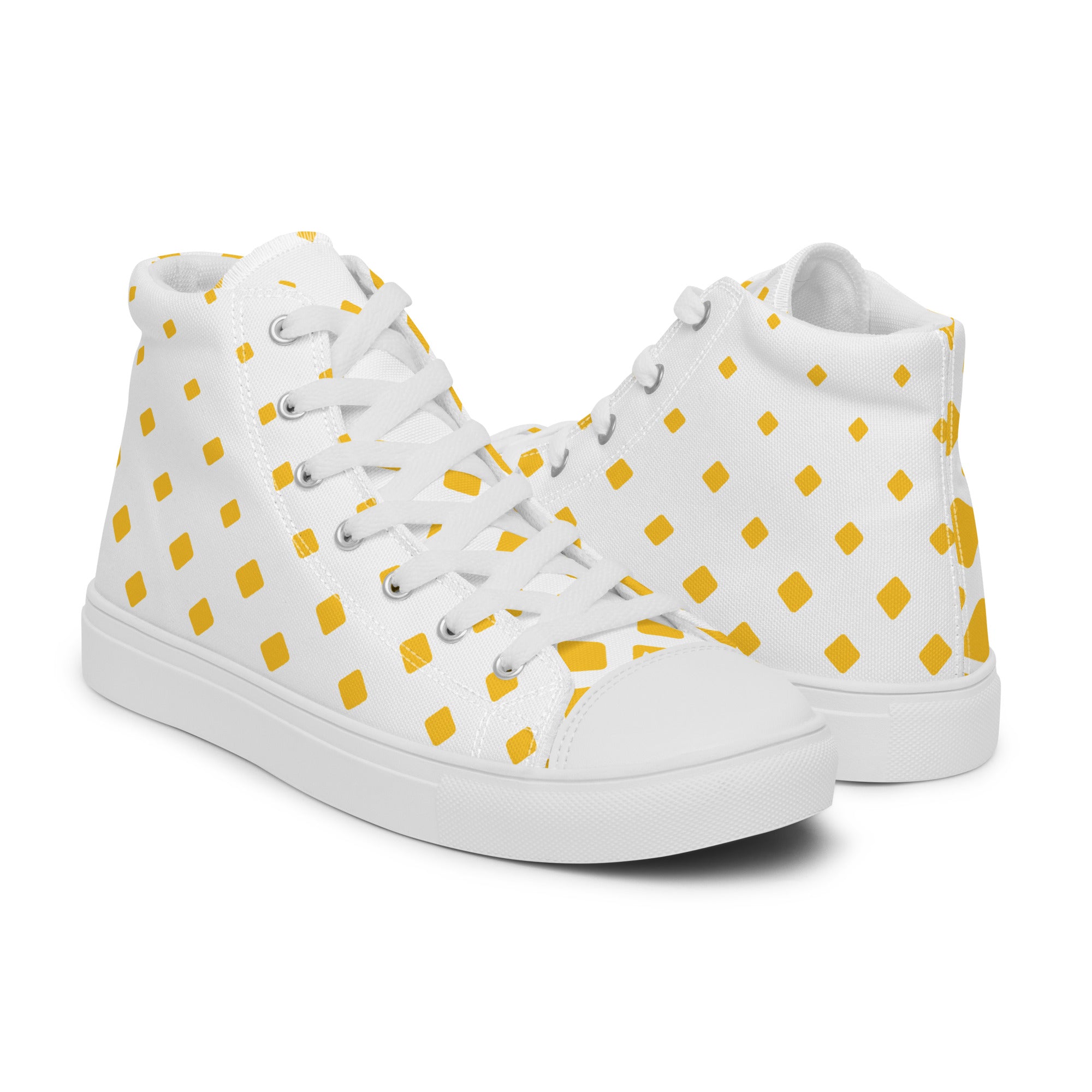 Yellow Diamonds - Women’s high top canvas shoes Womens High Top Shoes