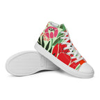 Red Floral - Women’s high top canvas shoes Womens High Top Shoes Plants