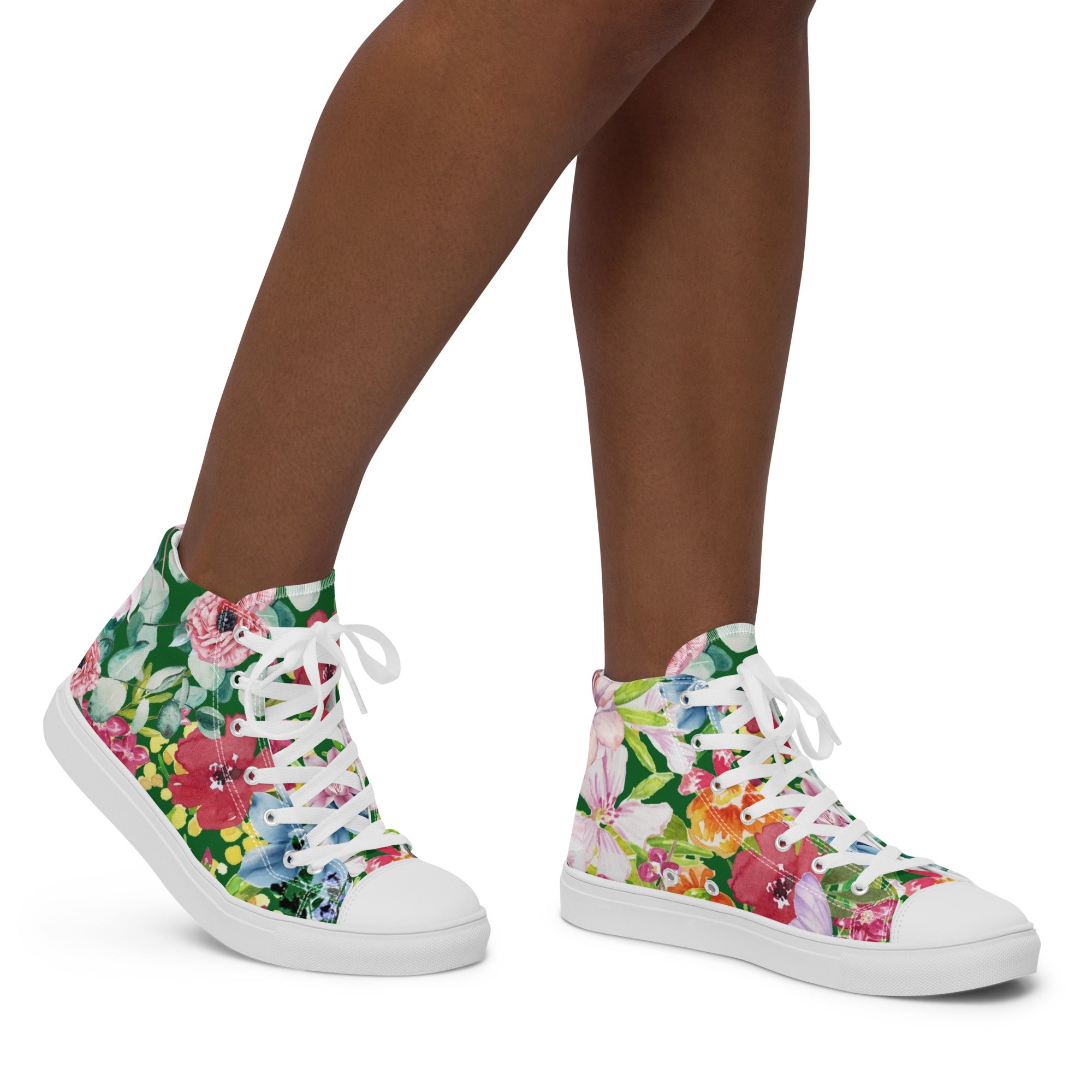 Bright Floral - Women’s high top canvas shoes Womens High Top Shoes Plants