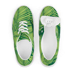 Palm Leaves - Women’s lace-up canvas shoes Womens Lace Up Canvas Shoes Plants Printed Offshore