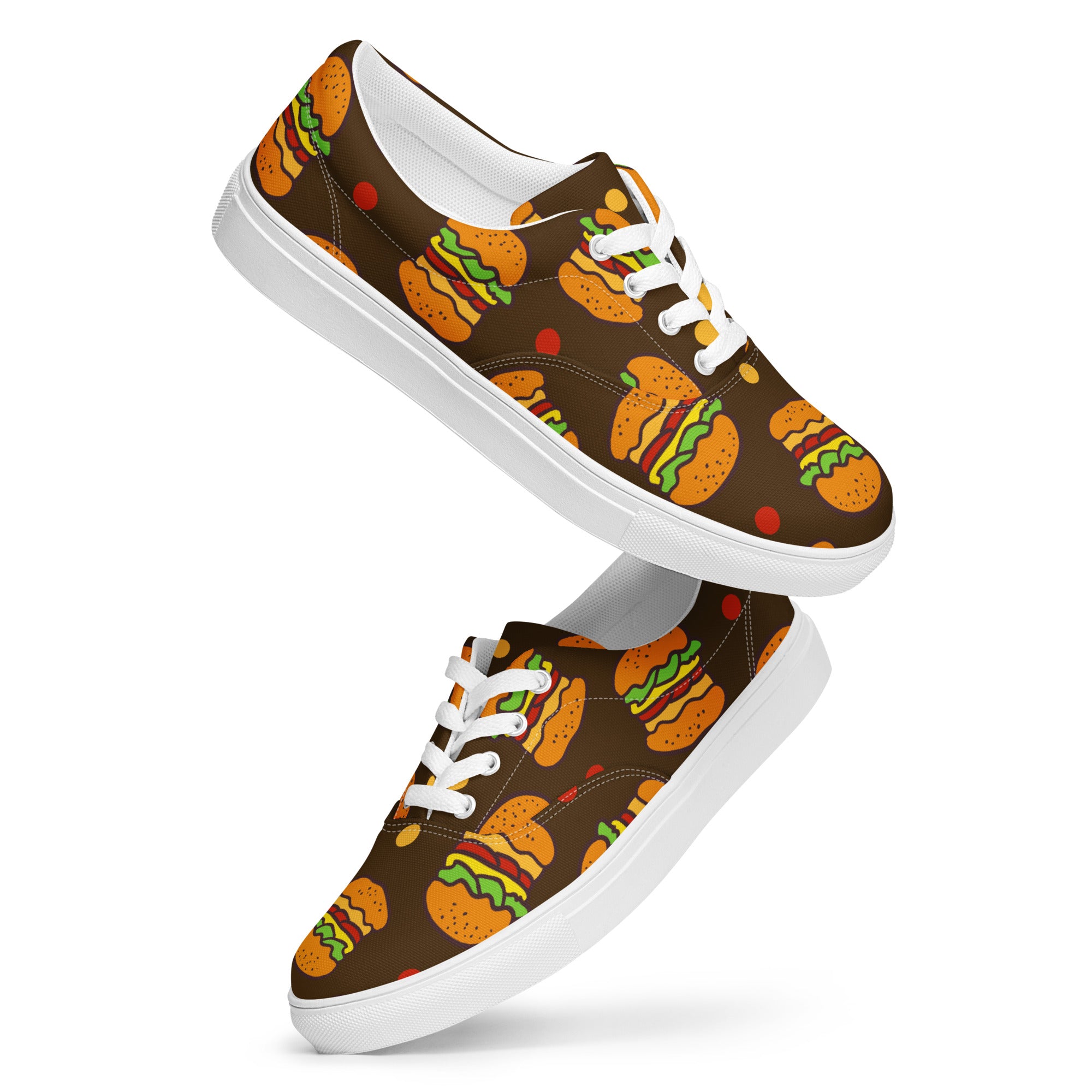 Burgers - Women’s lace-up canvas shoes Womens Lace Up Canvas Shoes Food Printed Offshore