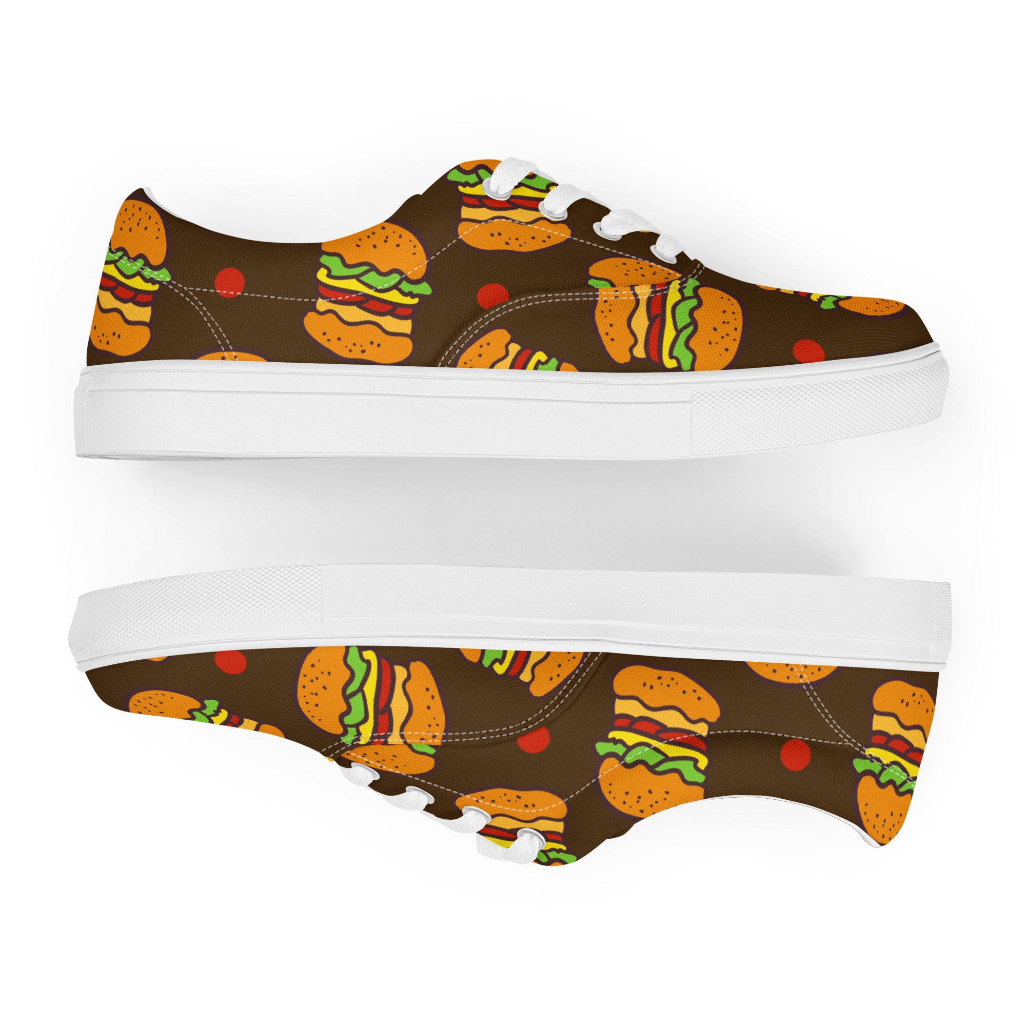 Burgers - Women’s lace-up canvas shoes Womens Lace Up Canvas Shoes Food Printed Offshore