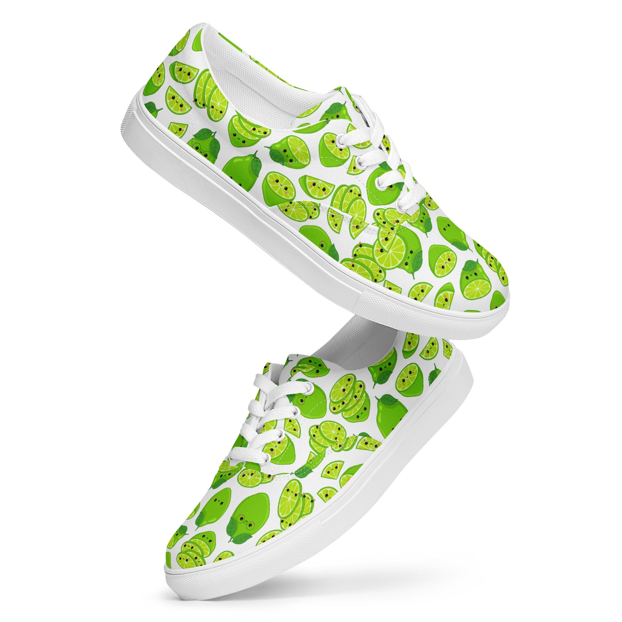 Cute Limes - Women’s lace-up canvas shoes Womens Lace Up Canvas Shoes food Printed Offshore
