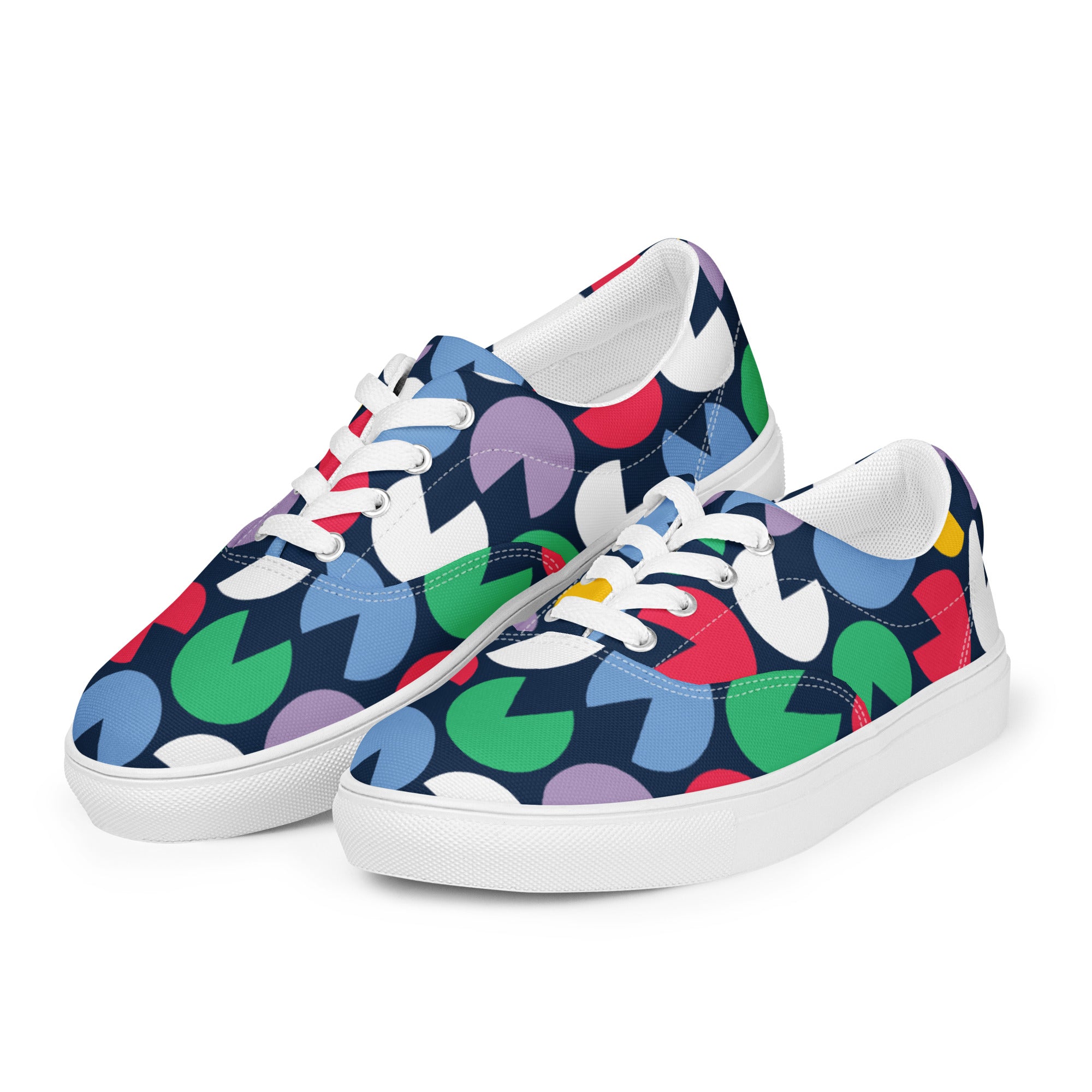 Hungry Circles - Women’s lace-up canvas shoes Womens Lace Up Canvas Shoes Printed Offshore