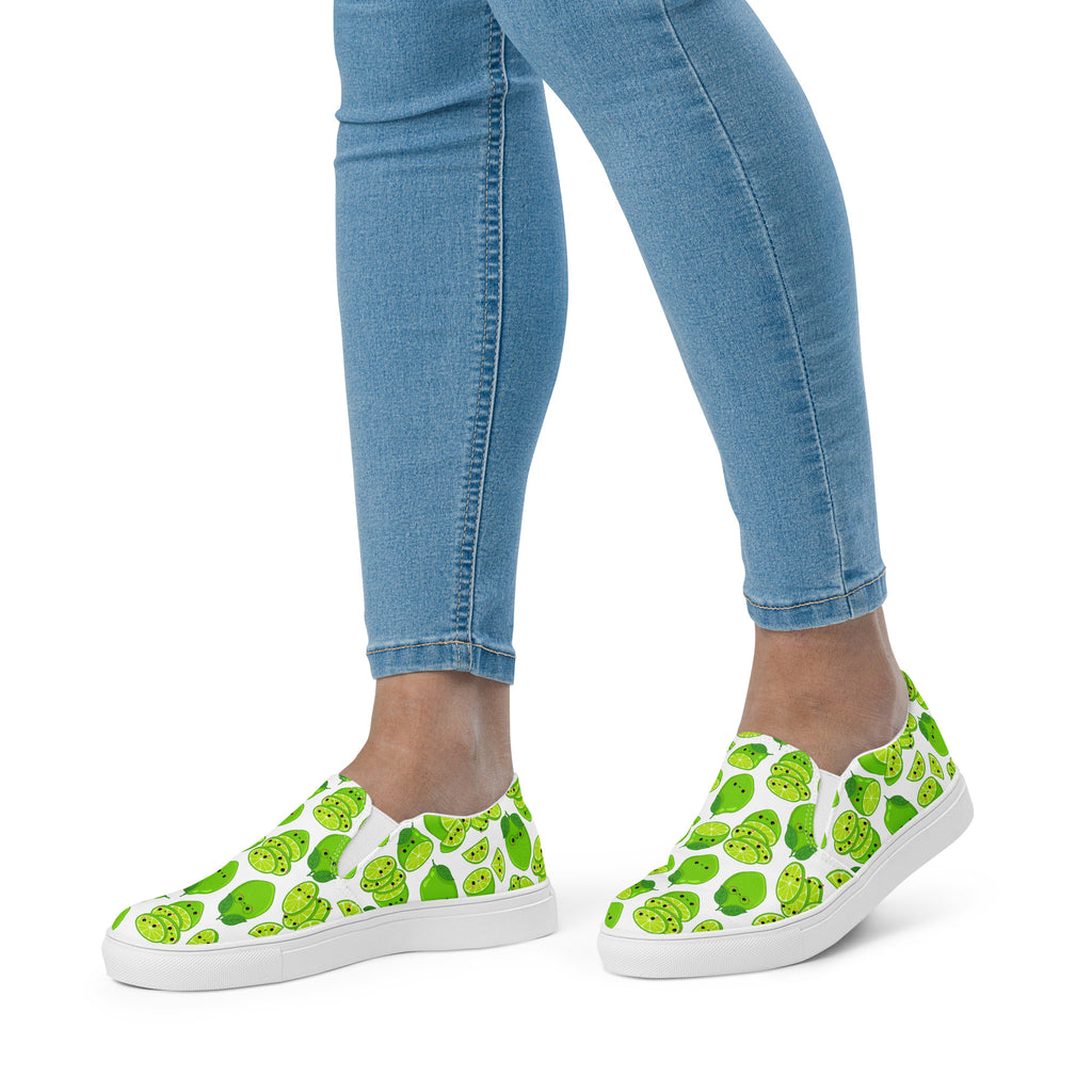 Cute Limes - Women’s slip-on canvas shoes Womens Slip On Shoes food Printed Offshore