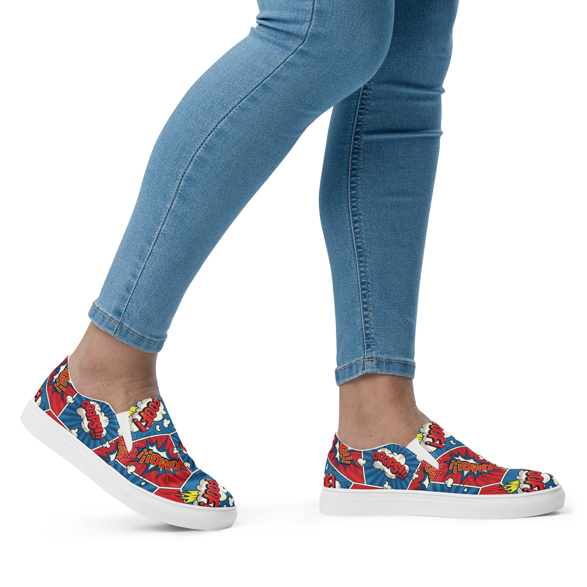 Comic Book - Women’s slip-on canvas shoes Womens Slip On Shoes Printed Offshore