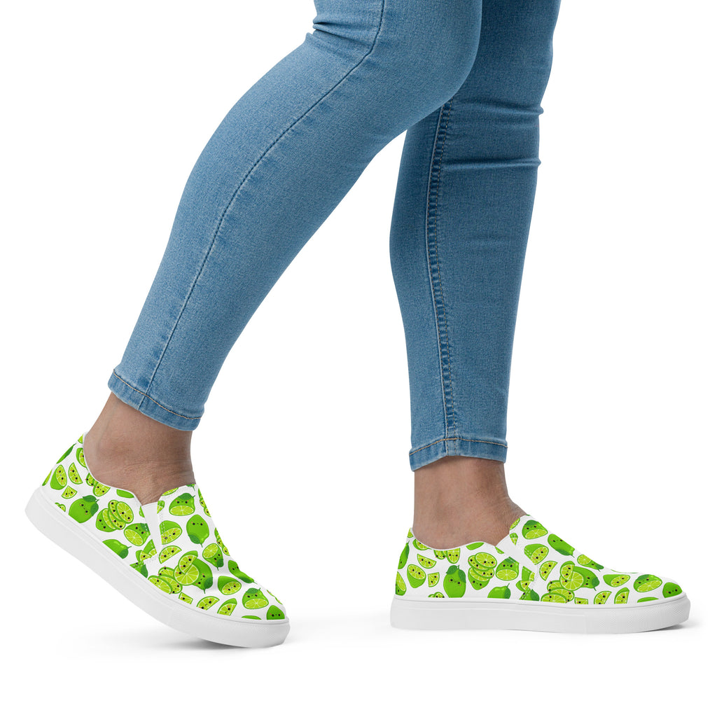 Cute Limes - Women’s slip-on canvas shoes Womens Slip On Shoes food Printed Offshore