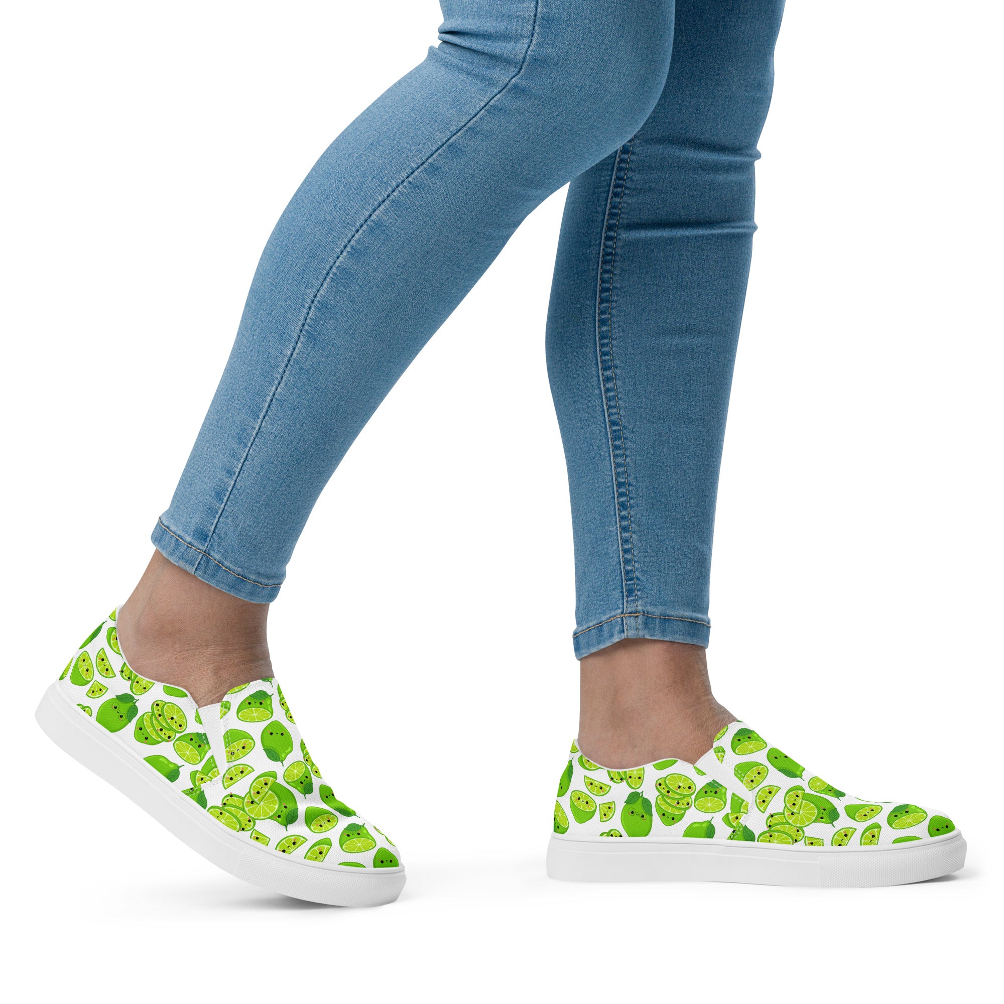 Cute Limes - Women’s slip-on canvas shoes Womens Slip On Shoes food Printed Offshore