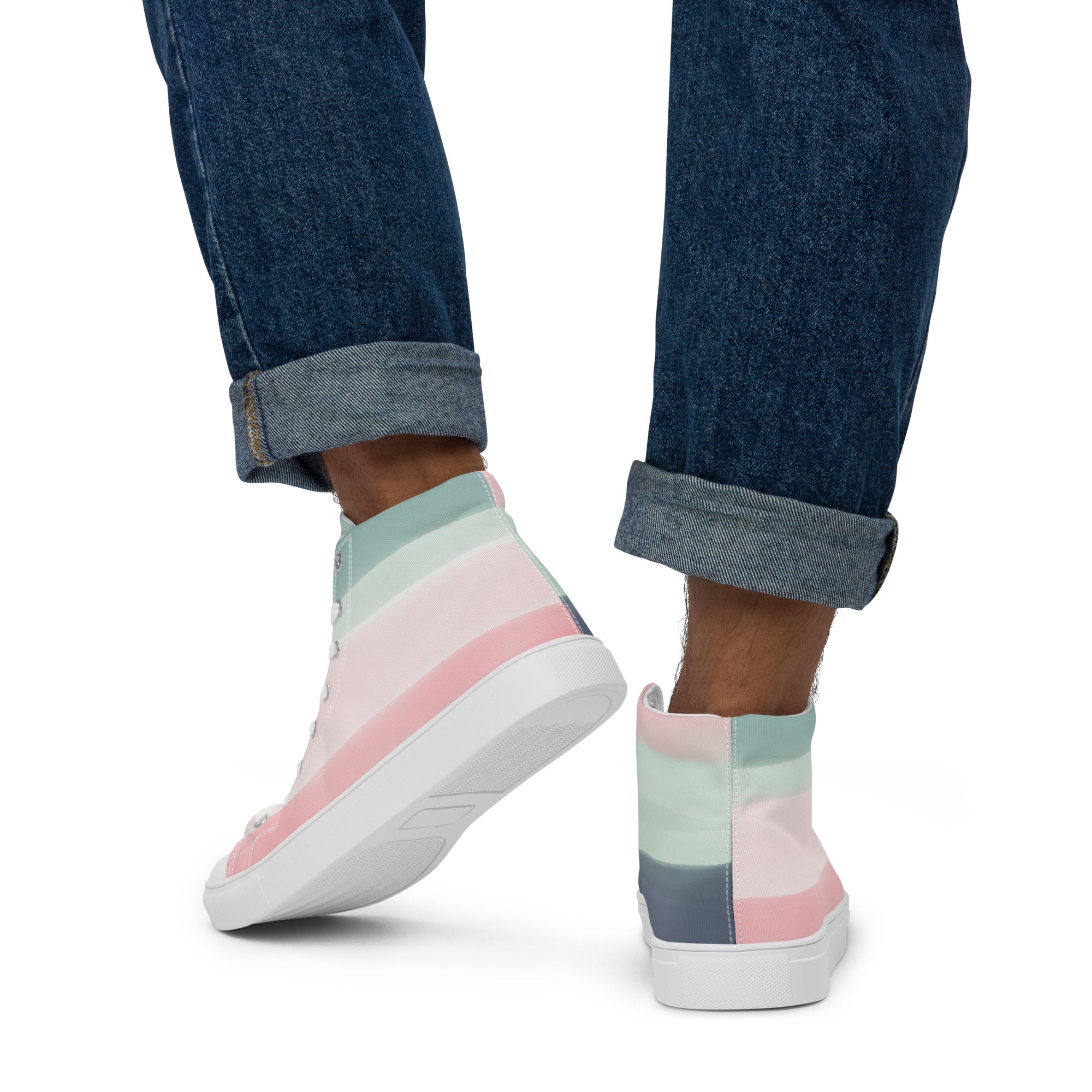 Pastel Stripes - Men’s high top canvas shoes Mens High Top Shoes Outside Australia Printed Offshore