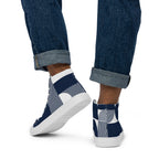 Blue Geometric - Men’s high top canvas shoes Mens High Top Shoes Outside Australia Printed Offshore