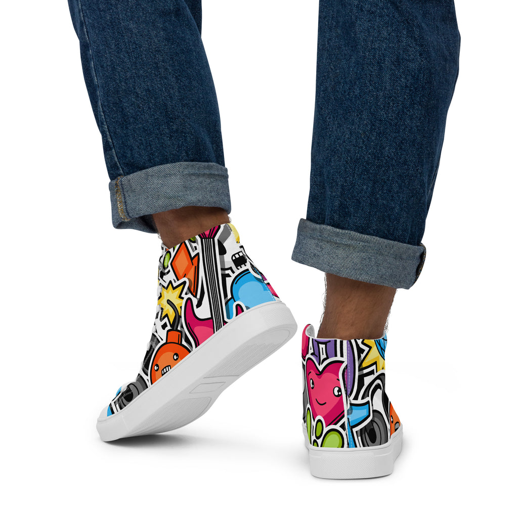 Sticker Music - Men’s high top canvas shoes Mens High Top Shoes Outside Australia Printed Offshore