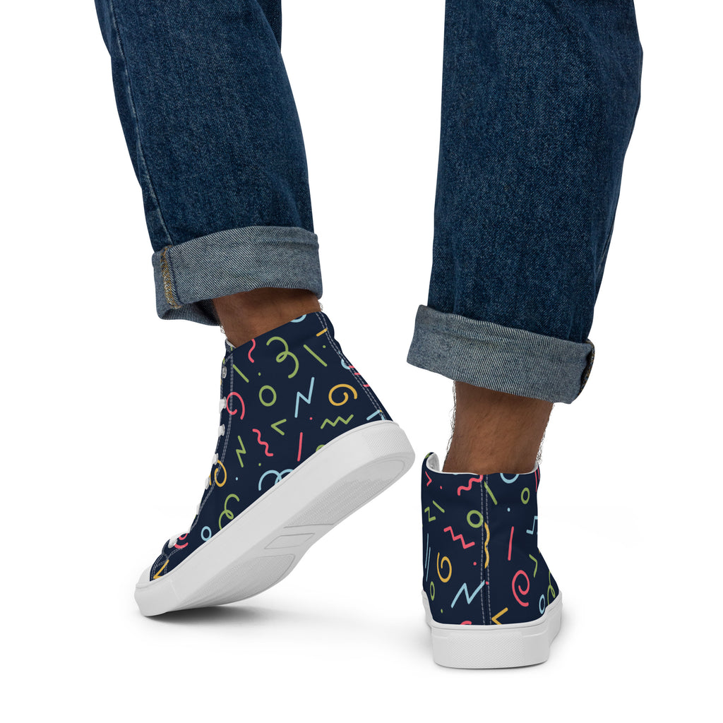 Squiggles - Men’s high top canvas shoes Mens High Top Shoes Outside Australia Printed Offshore