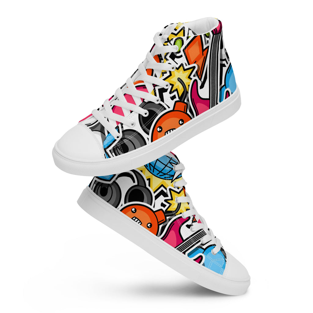 Sticker Music - Men’s high top canvas shoes 13 Mens High Top Shoes Outside Australia Printed Offshore