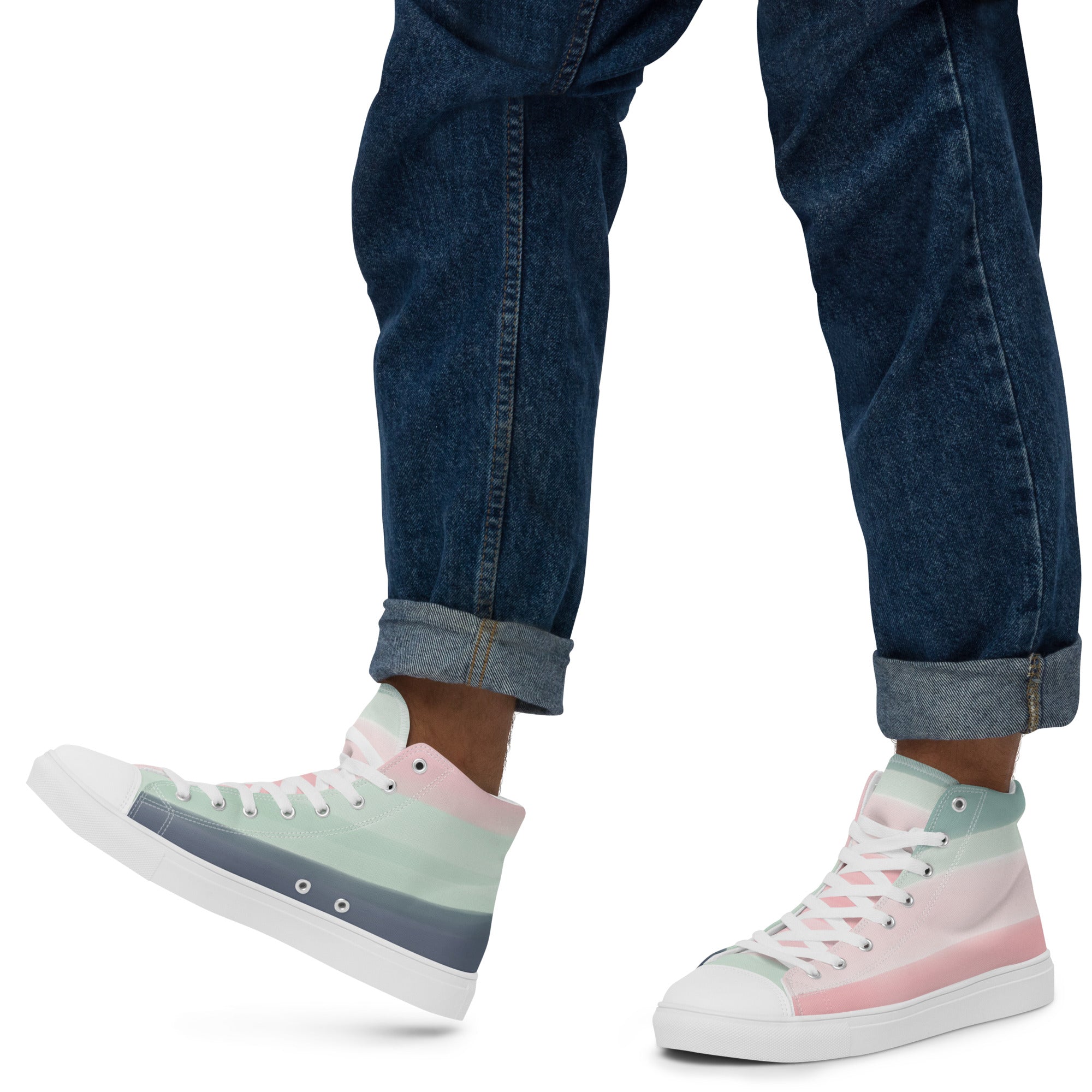 Pastel Stripes - Men’s high top canvas shoes 13 Mens High Top Shoes Outside Australia Printed Offshore