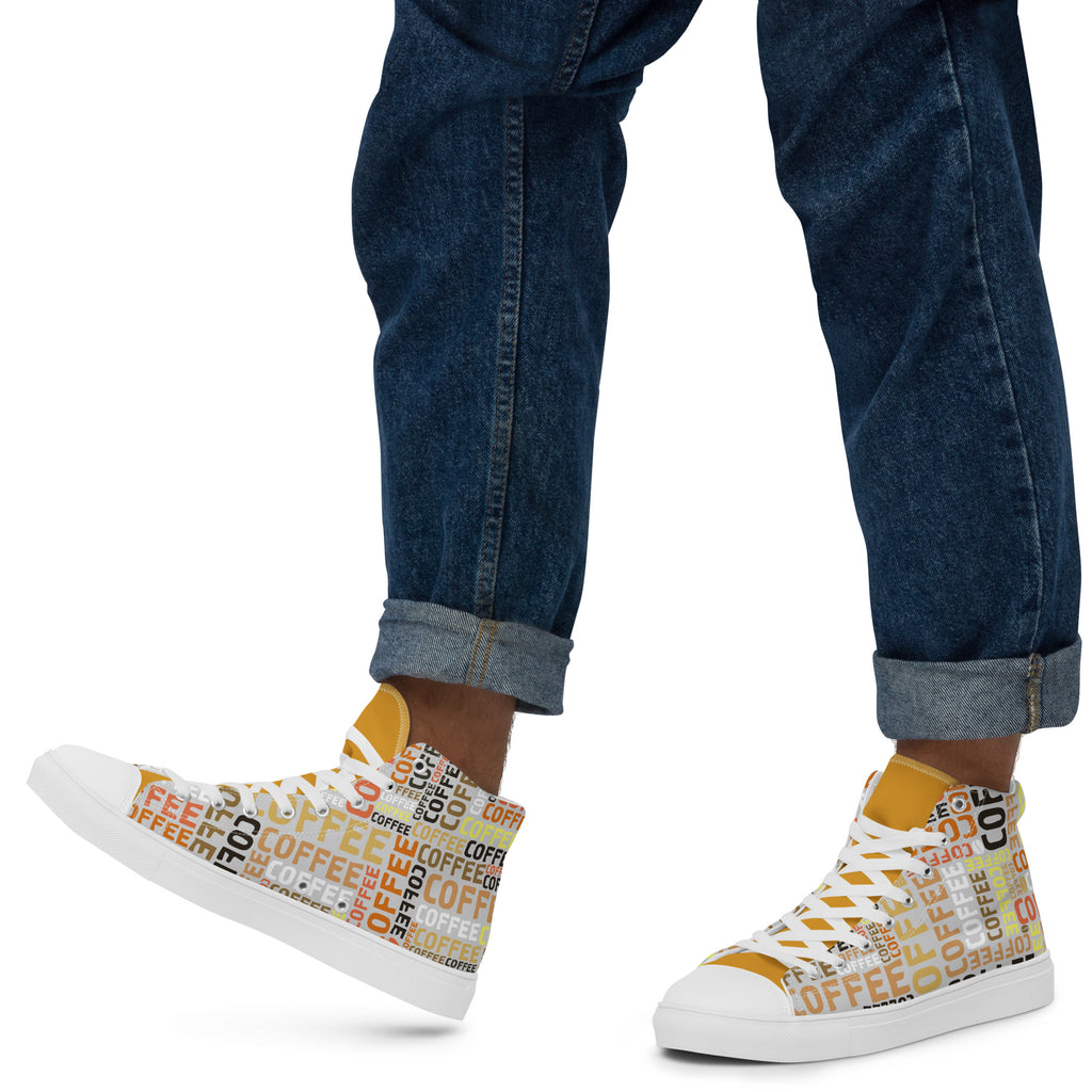 Coffee - Men’s high top canvas shoes 13 Mens High Top Shoes Outside Australia Printed Offshore