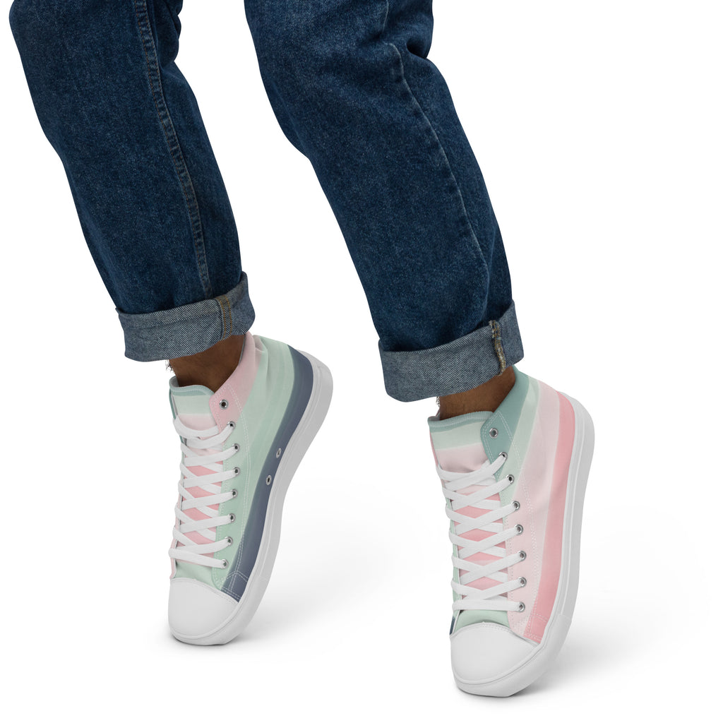 Pastel Stripes - Men’s high top canvas shoes Mens High Top Shoes Outside Australia Printed Offshore