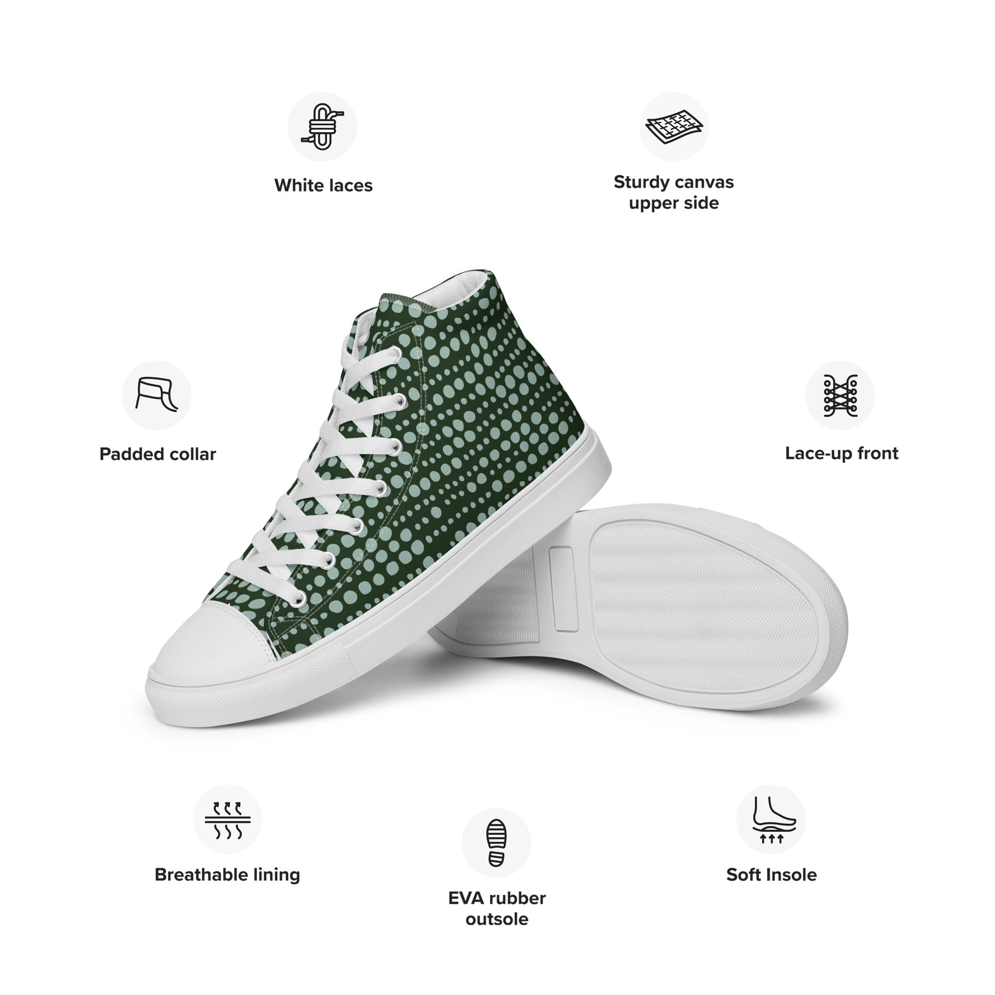 Go Green - Men’s high top canvas shoes Mens High Top Shoes Outside Australia Printed Offshore