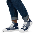 Blue Geometric - Men’s high top canvas shoes Mens High Top Shoes Outside Australia Printed Offshore