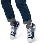 Blue Geometric - Men’s high top canvas shoes Mens High Top Shoes Outside Australia Printed Offshore