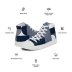 Blue Geometric - Men’s high top canvas shoes Mens High Top Shoes Outside Australia Printed Offshore