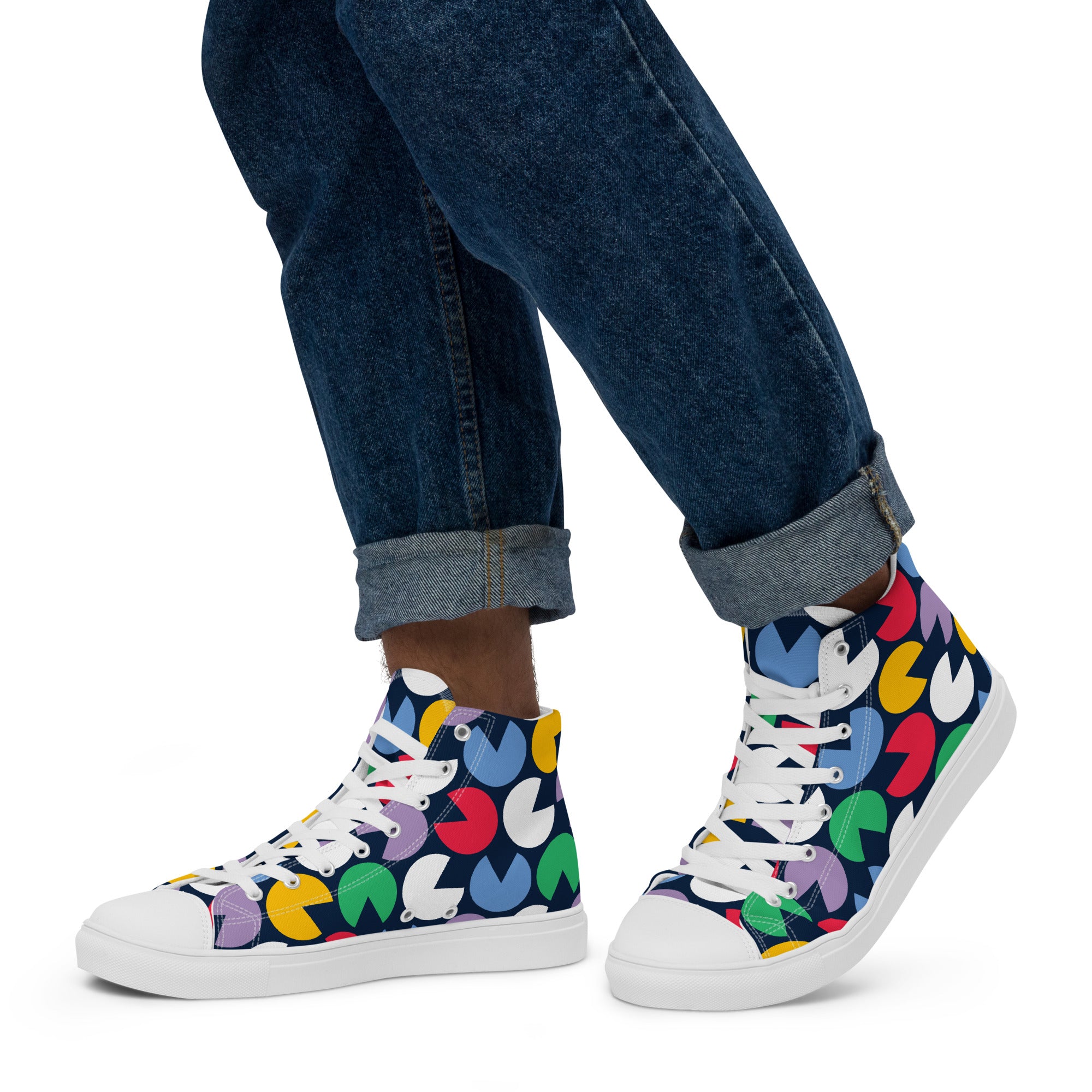 Hungry Circles - Men’s high top canvas shoes Mens High Top Shoes Outside Australia Printed Offshore