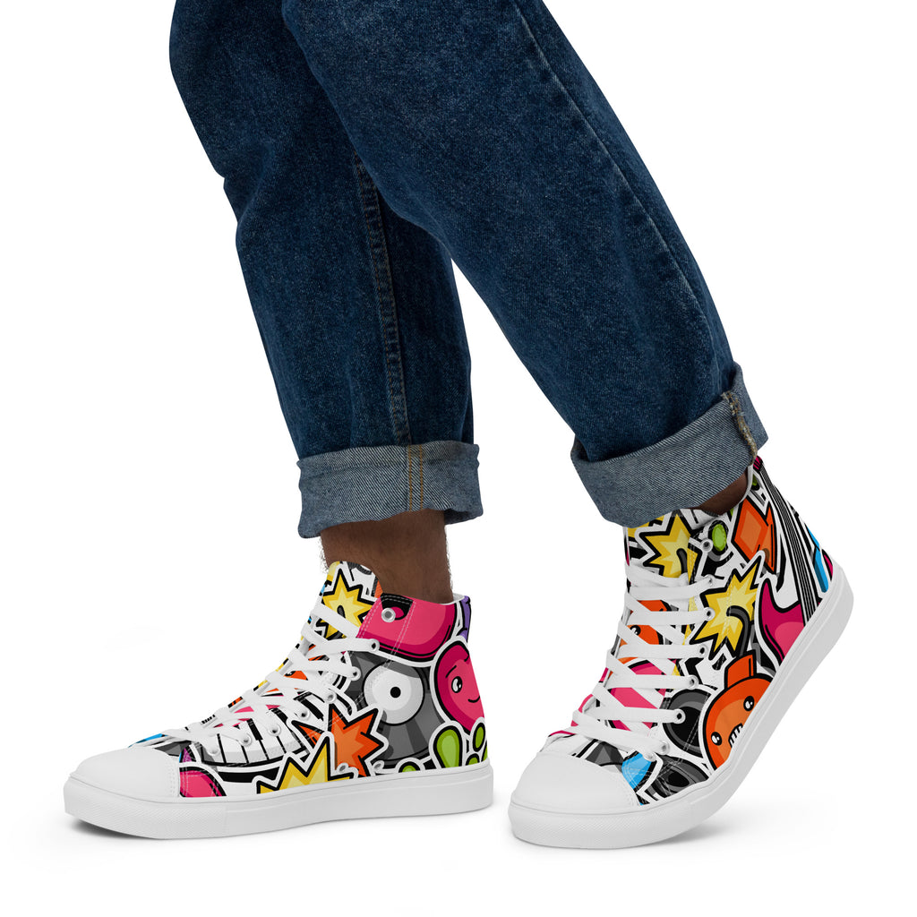 Sticker Music - Men’s high top canvas shoes Mens High Top Shoes Outside Australia Printed Offshore