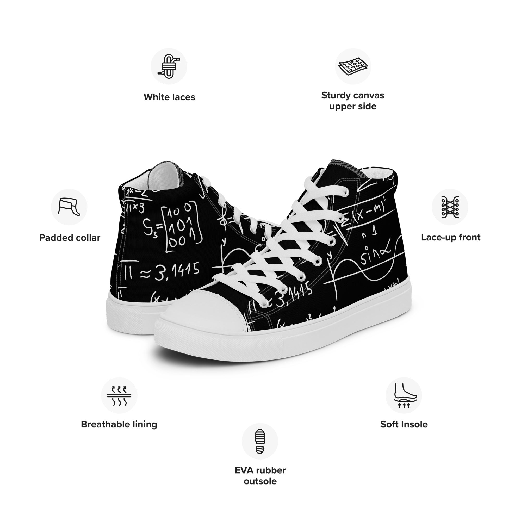 Equations - Men’s high top canvas shoes Mens High Top Shoes Outside Australia Printed Offshore