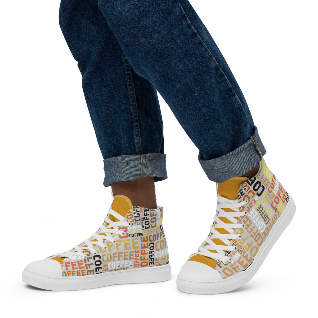 Coffee - Men’s high top canvas shoes Mens High Top Shoes Outside Australia Printed Offshore