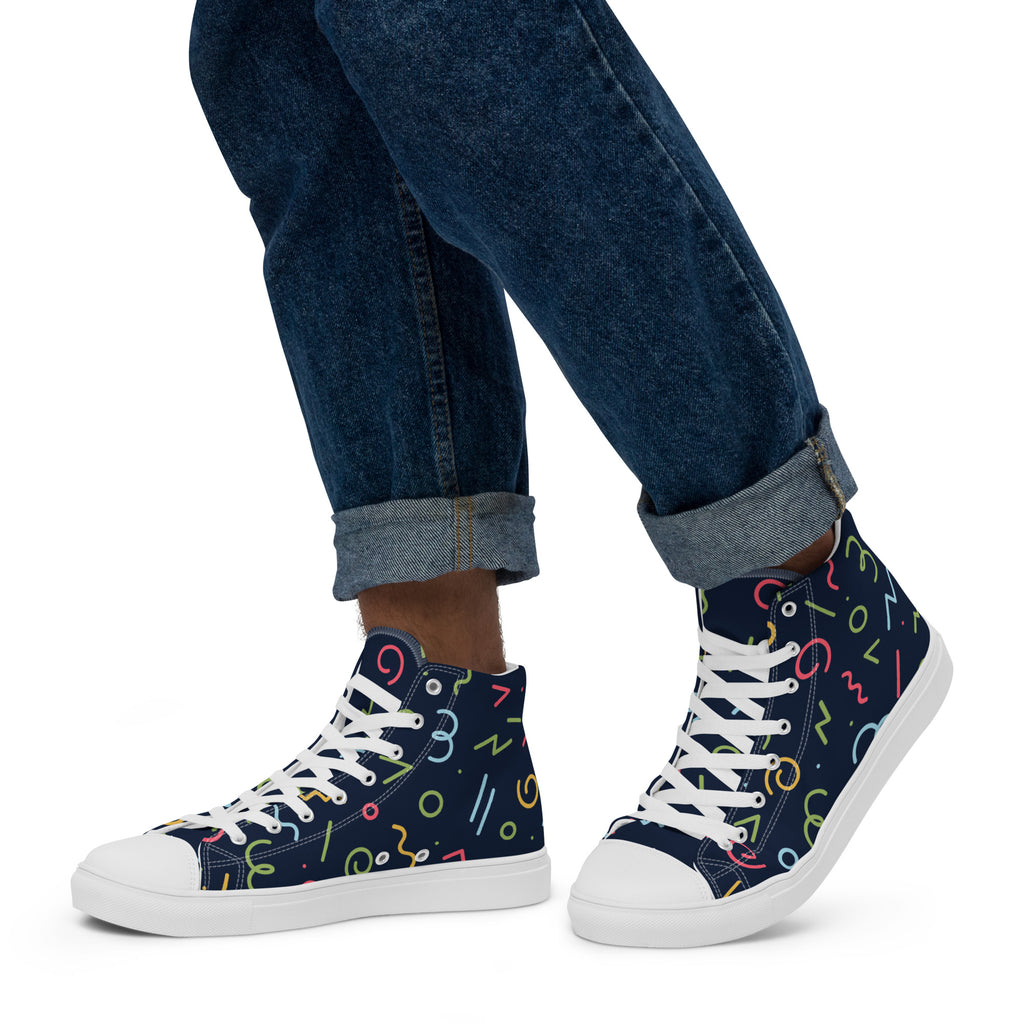 Squiggles - Men’s high top canvas shoes 13 Mens High Top Shoes Outside Australia Printed Offshore