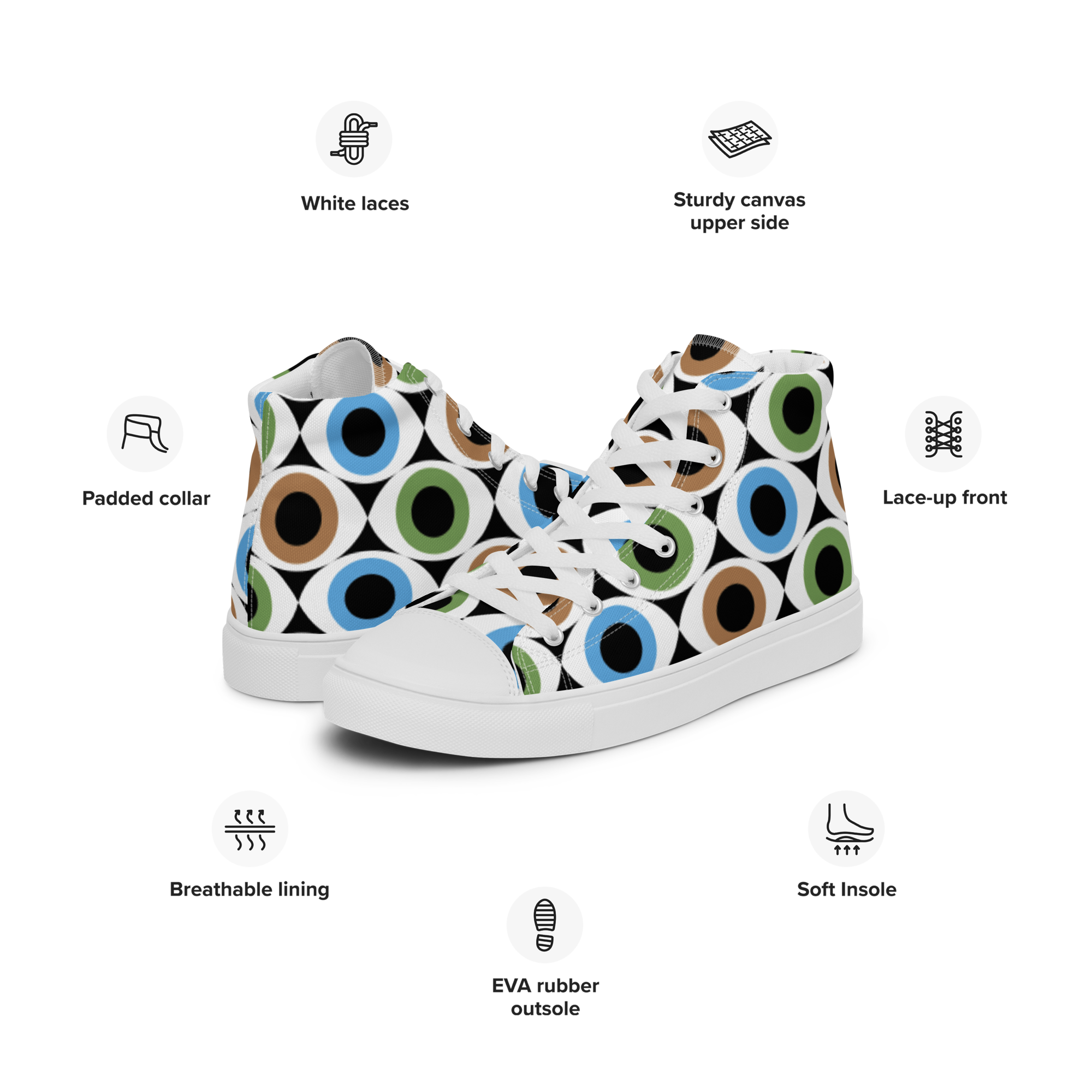 Eye See - Men’s high top canvas shoes Mens High Top Shoes Printed Offshore