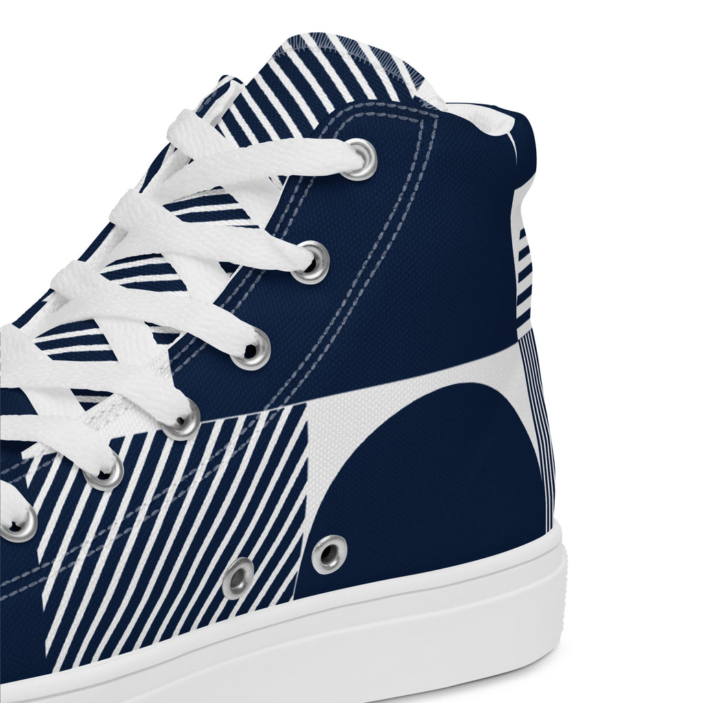 Blue Geometric - Men’s high top canvas shoes Mens High Top Shoes Outside Australia Printed Offshore