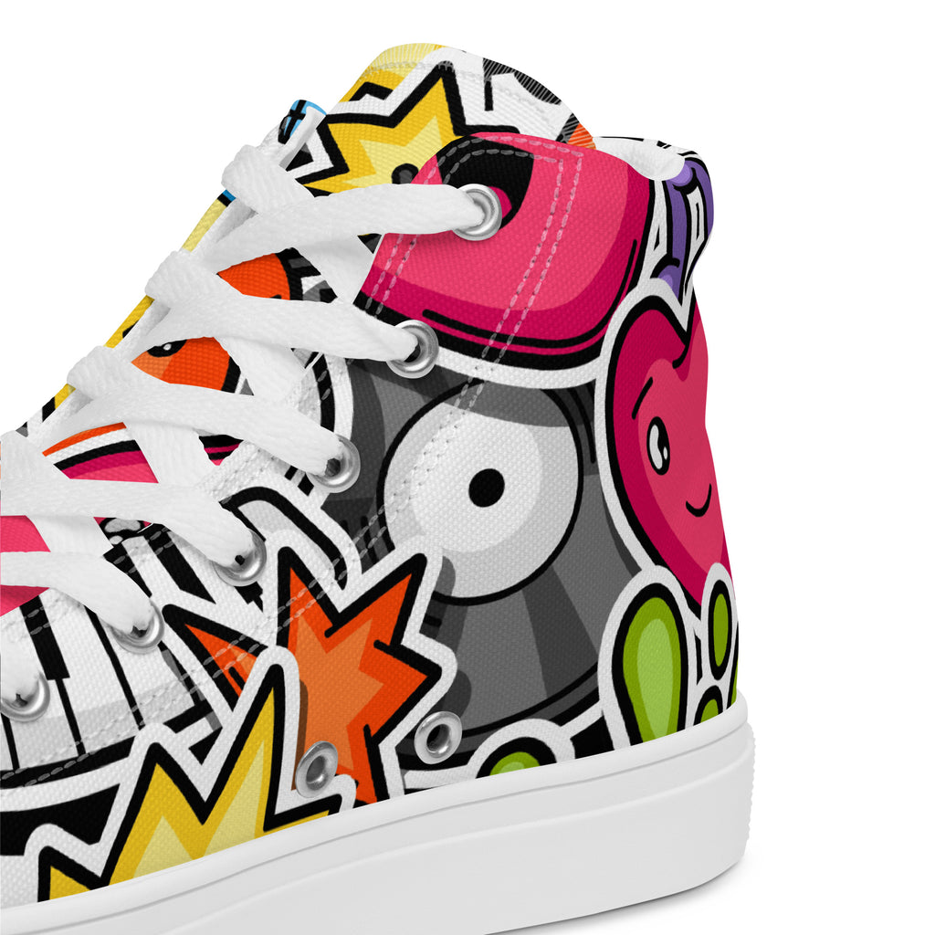 Sticker Music - Men’s high top canvas shoes Mens High Top Shoes Outside Australia Printed Offshore
