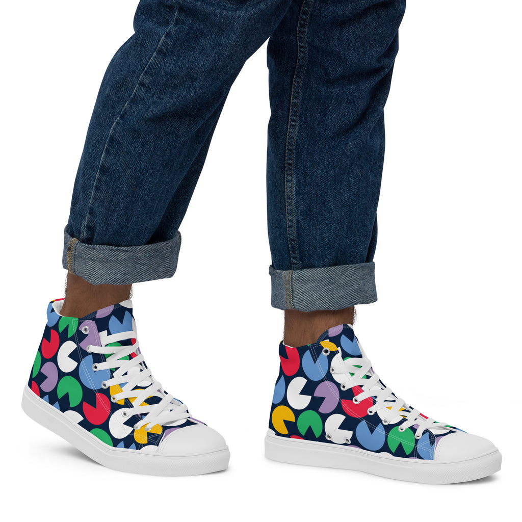 Hungry Circles - Men’s high top canvas shoes 13 Mens High Top Shoes Outside Australia Printed Offshore
