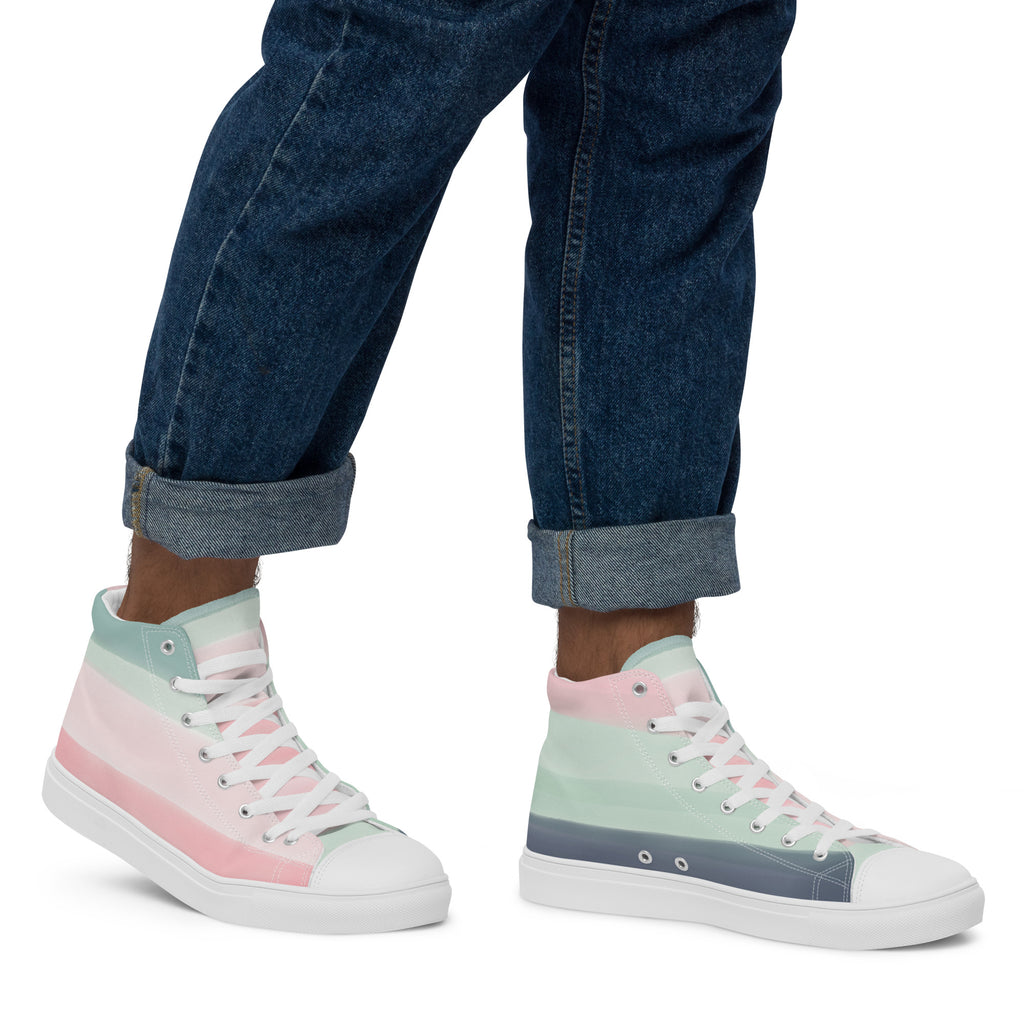 Pastel Stripes - Men’s high top canvas shoes Mens High Top Shoes Outside Australia Printed Offshore