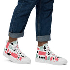 Pink Geometric - Men’s high top canvas shoes Mens High Top Shoes Outside Australia Printed Offshore
