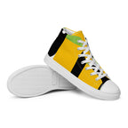 Yellow, Green And Black Geometric - Men’s high top canvas shoes Mens High Top Shoes Outside Australia Printed Offshore