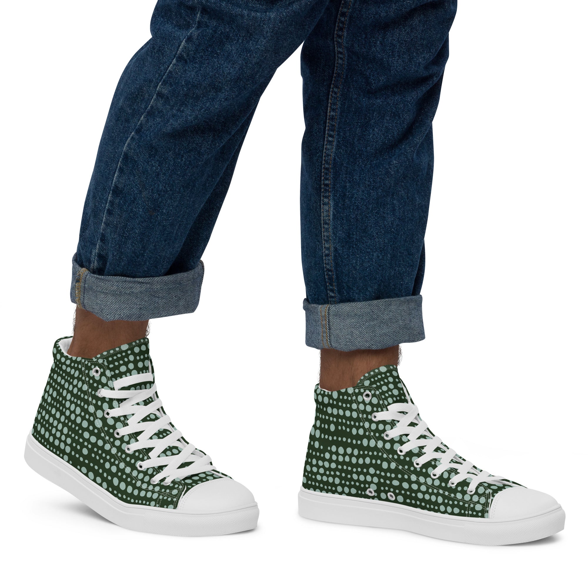 Go Green - Men’s high top canvas shoes Mens High Top Shoes Outside Australia Printed Offshore