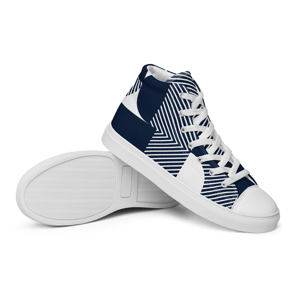 Blue Geometric - Men’s high top canvas shoes Mens High Top Shoes Outside Australia Printed Offshore