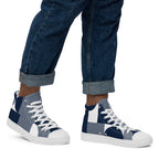 Blue Geometric - Men’s high top canvas shoes Mens High Top Shoes Outside Australia Printed Offshore