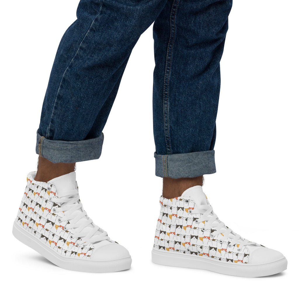Cat Line - Men’s high top canvas shoes Mens High Top Shoes Outside Australia Printed Offshore