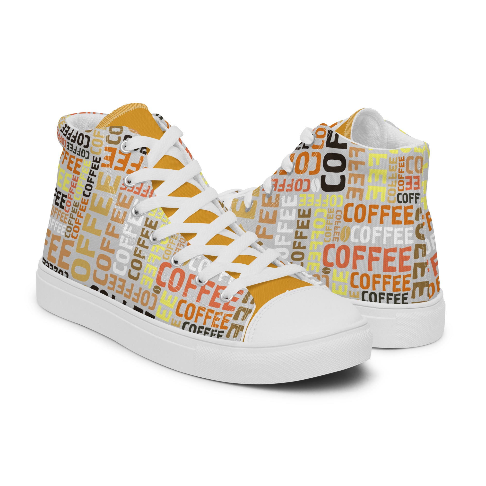 Coffee - Men’s high top canvas shoes Mens High Top Shoes Outside Australia Printed Offshore
