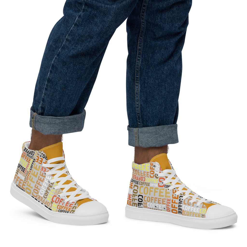 Coffee - Men’s high top canvas shoes Mens High Top Shoes Outside Australia Printed Offshore