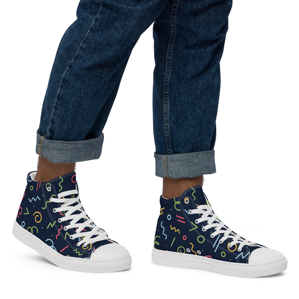 Squiggles - Men’s high top canvas shoes Mens High Top Shoes Outside Australia Printed Offshore