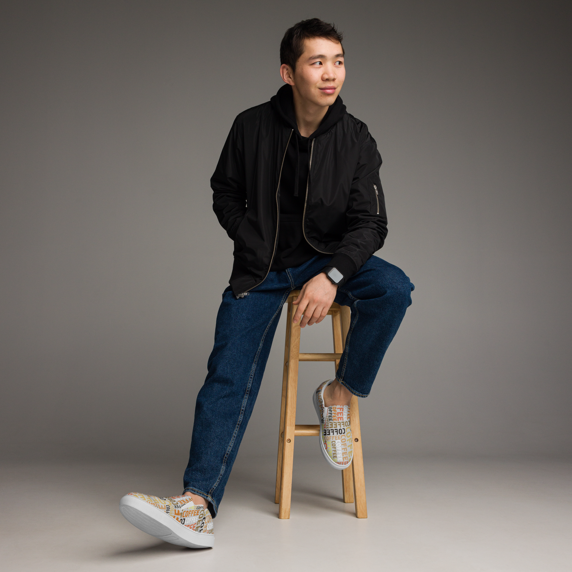 Coffee - Men’s slip-on canvas shoes 13 Mens Slip On Shoes Coffee Printed Offshore