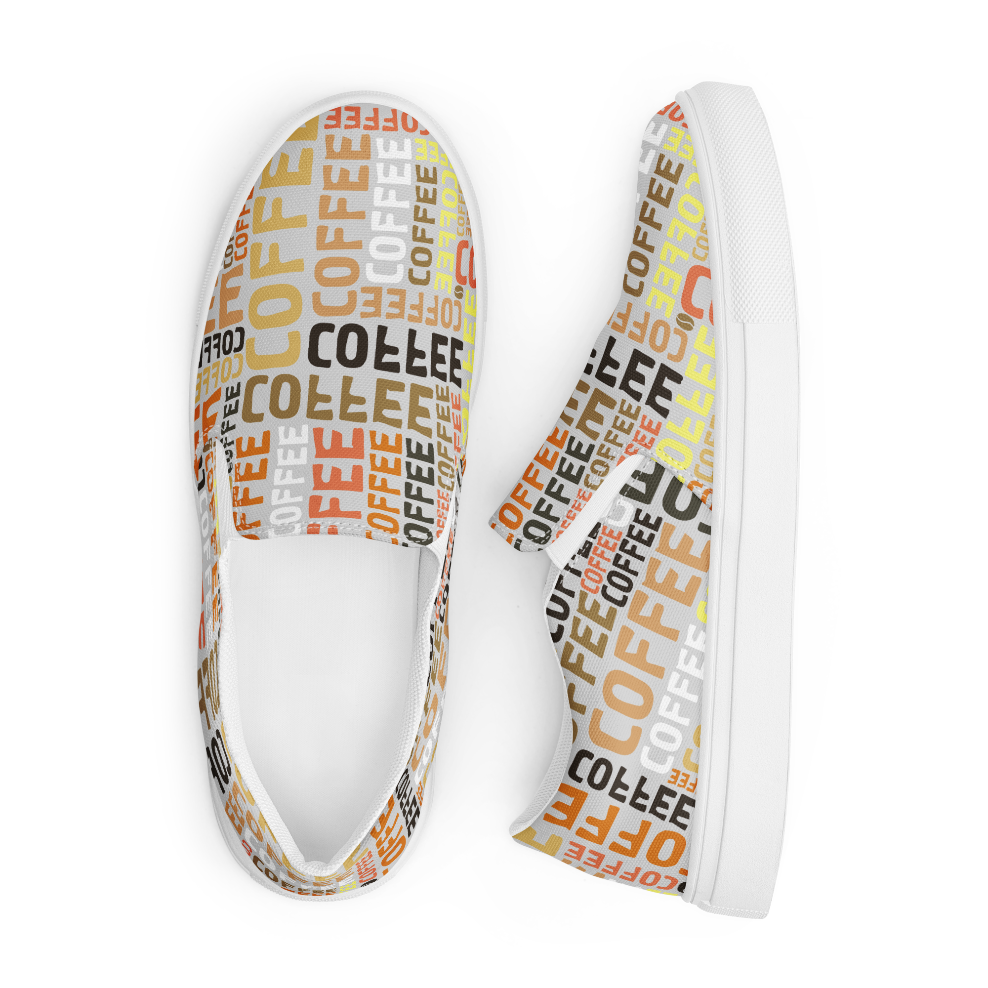 Coffee - Men’s slip-on canvas shoes Mens Slip On Shoes Coffee Printed Offshore