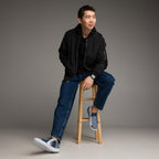 Blue Geometric - Men’s slip-on canvas shoes Mens Slip On Shoes Printed Offshore