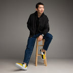 Yellow, Green And Black Geometric - Men’s slip-on canvas shoes 13 Mens Slip On Shoes Printed Offshore