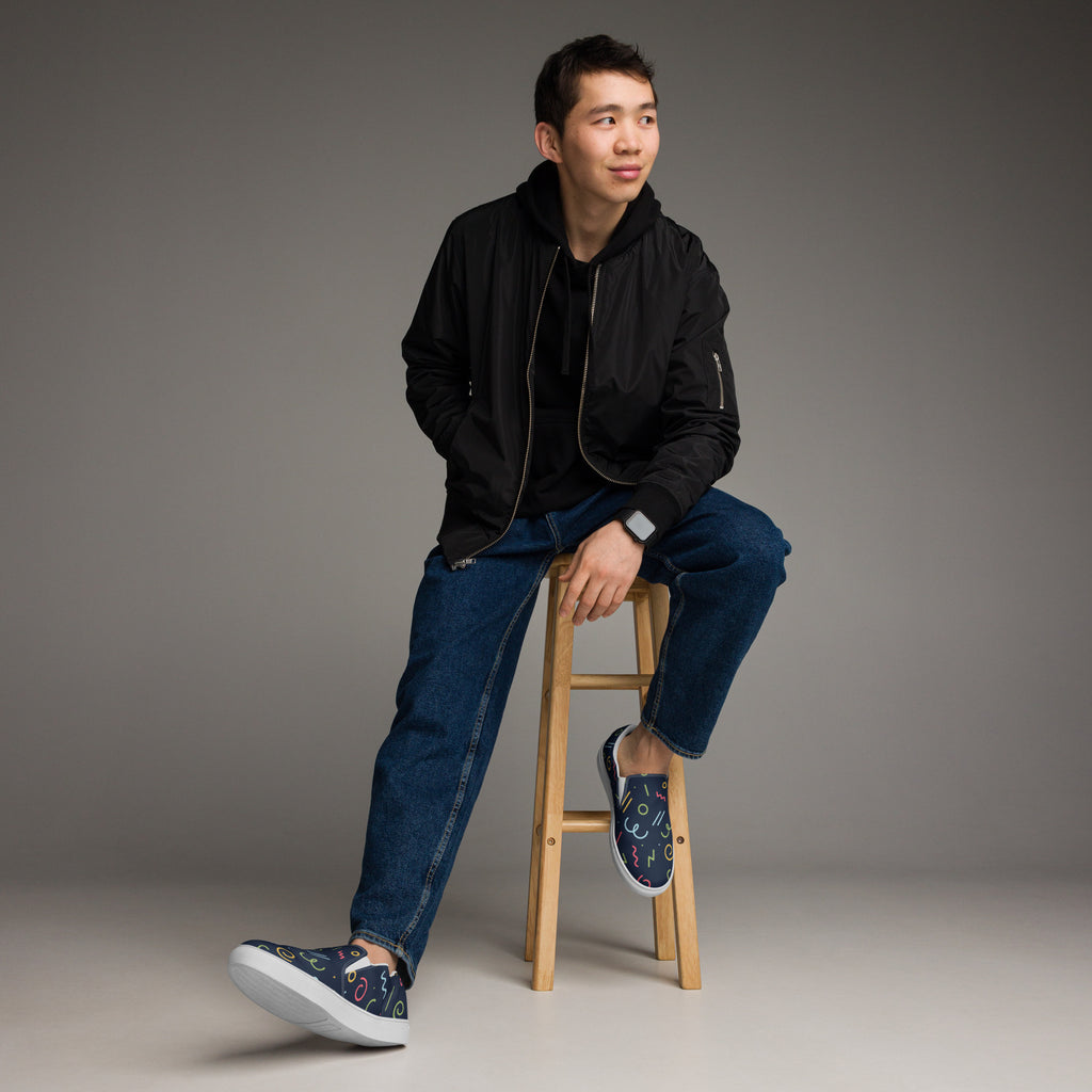 Squiggles - Men’s slip-on canvas shoes Mens Slip On Shoes Printed Offshore